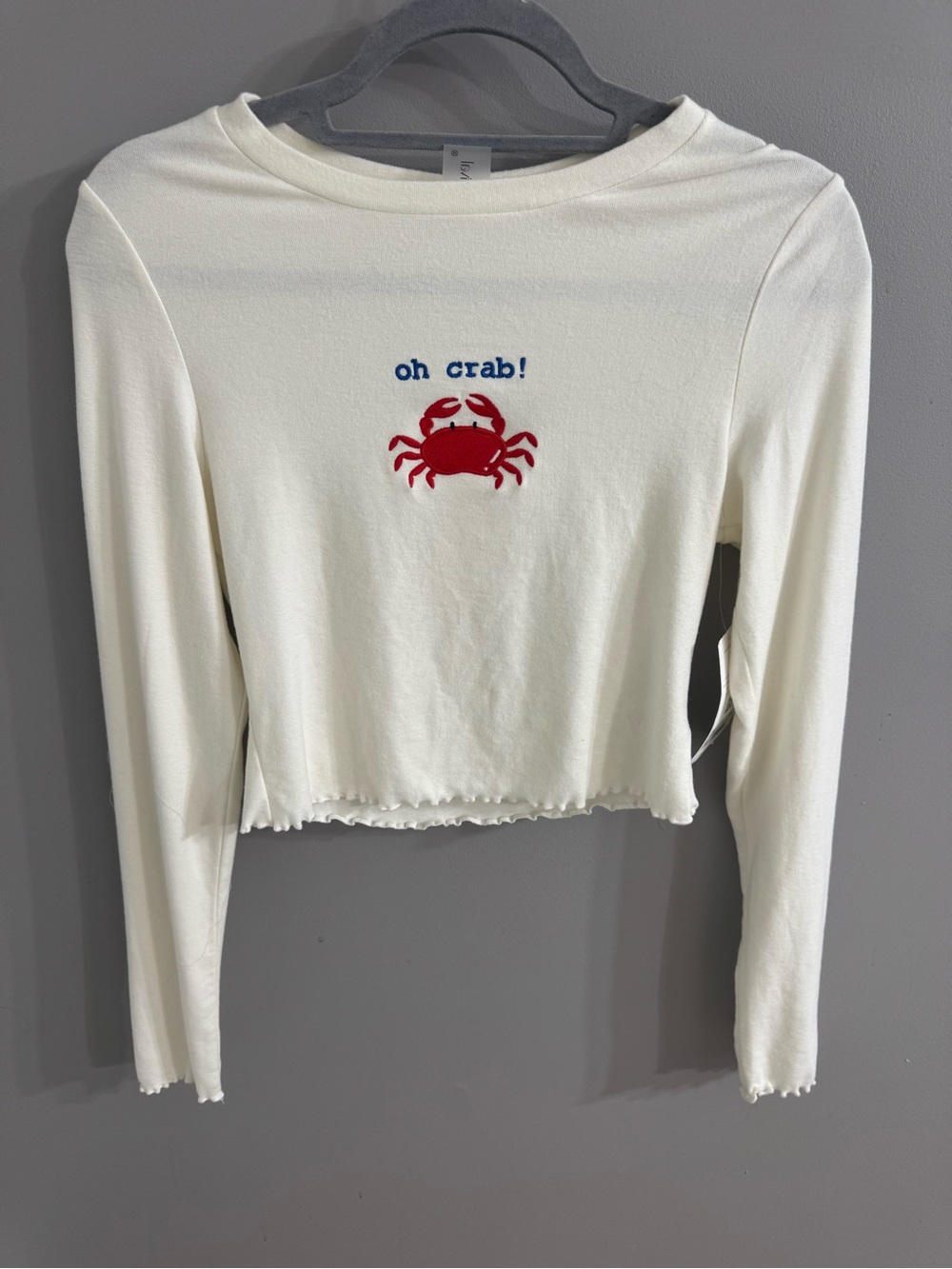 Oh Crab! Red Crab Long Sleeve Cropped Top